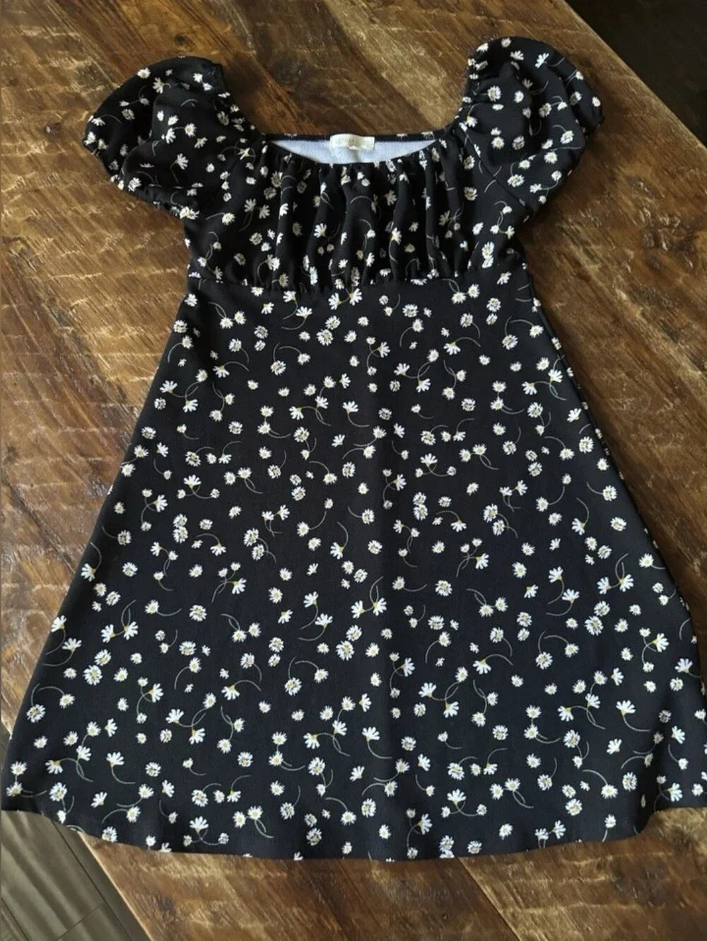 Girls Black Floral Off-Shoulder Dress